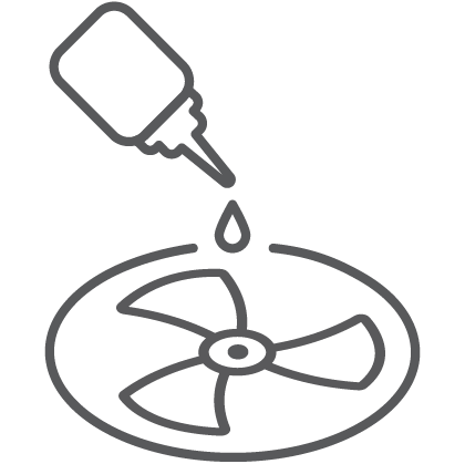 Permanently lubricated fan motor requires no maintenance